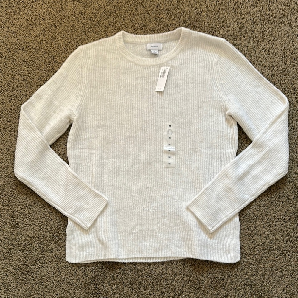 Old Navy Women's Soft White Crew Neck Sweater